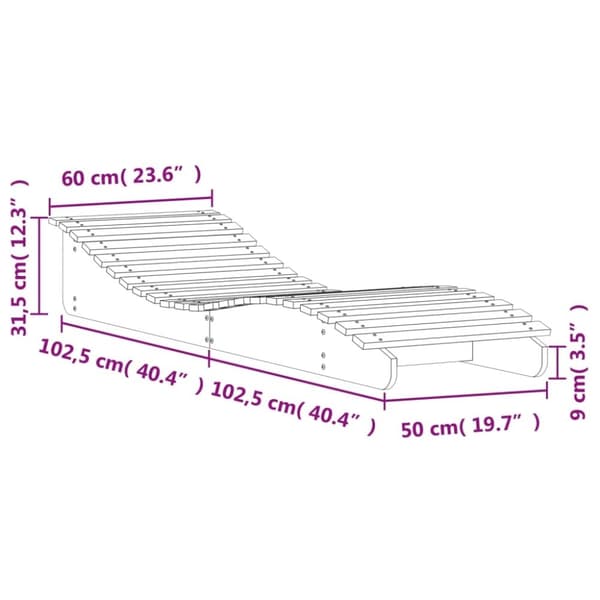 vidaXL Solsenger 2 stk hvit 205x60x31,5 cm heltre furu