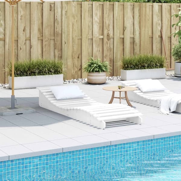 vidaXL Solsäng vit 205x60x31,5 cm massiv furu