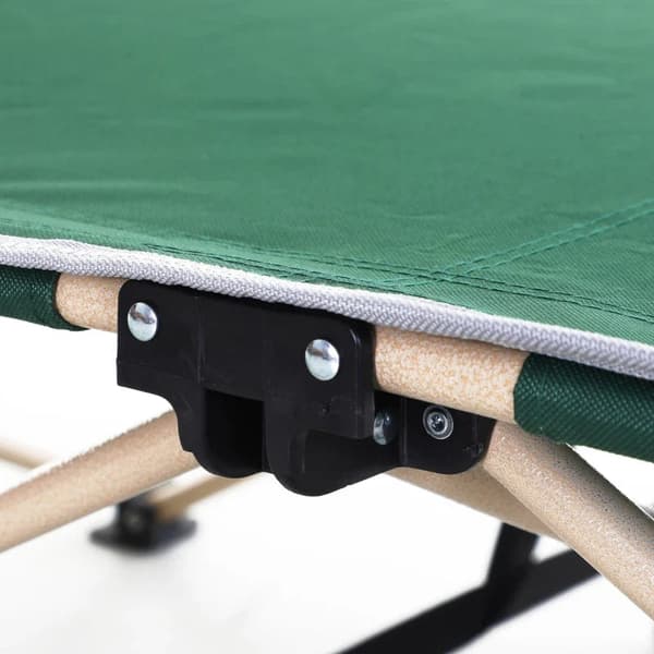 Rootz Camp Bed - Sammenfoldelig campingseng - Militær soveseng - Vejrbestandig - Inkluderer mulepose - Grøn + Beige - 190cm x 68cm x 52cm