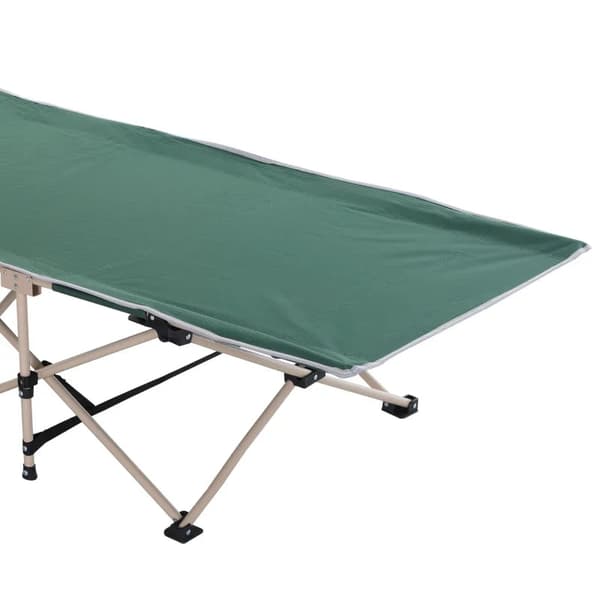 Rootz Camp Bed - Sammenfoldelig campingseng - Militær soveseng - Vejrbestandig - Inkluderer mulepose - Grøn + Beige - 190cm x 68cm x 52cm