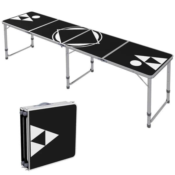 Rootz Campingbord - Sammenklappelig - Letvægtshøjde - Justerbar aluminiumsramme - Aluminium - MDF - Sort - 240 x 60 x 54/62/70 cm