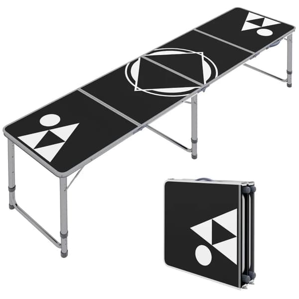 Rootz Campingbord - Sammenklappelig - Letvægtshøjde - Justerbar aluminiumsramme - Aluminium - MDF - Sort - 240 x 60 x 54/62/70 cm