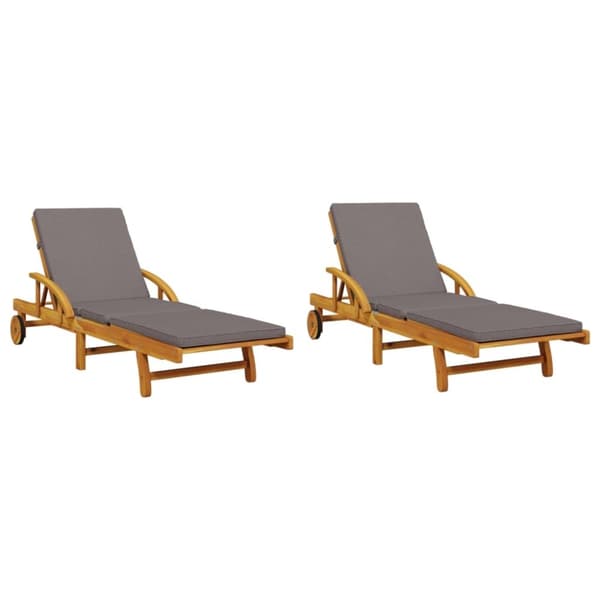 vidaXL Aurinkotuolit 2 kpl pehmusteella 200x68x83 cm täysi akasiapuu