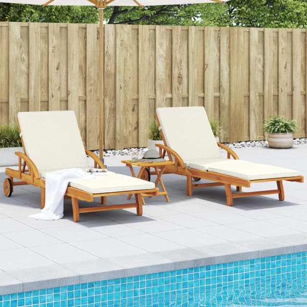 vidaXL liggestole 2 stk. 200x68x83 cm med hynder massivt akacietræ