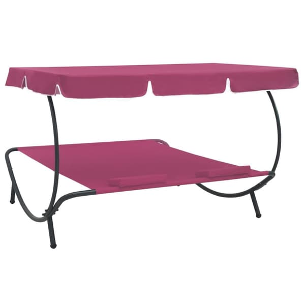 vidaXL Solsäng med tak & kuddar rosa -  Utesängar