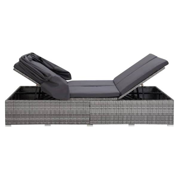 vidaXL 2-personers solseng med hynde polyrattan grå -  Havesenge