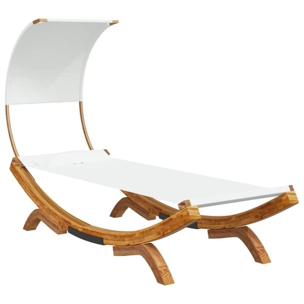 The Living Store Solsäng med tak 100x200x126 cm massivt böjträ gräddvit -  Utesängar
