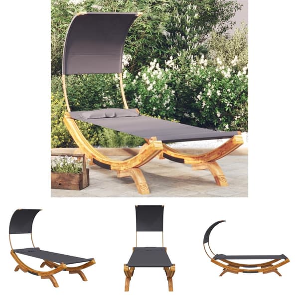 The Living Store loungeseng med baldakin 100x200x126 cm bøjet træ antracitgrå -  Havesenge
