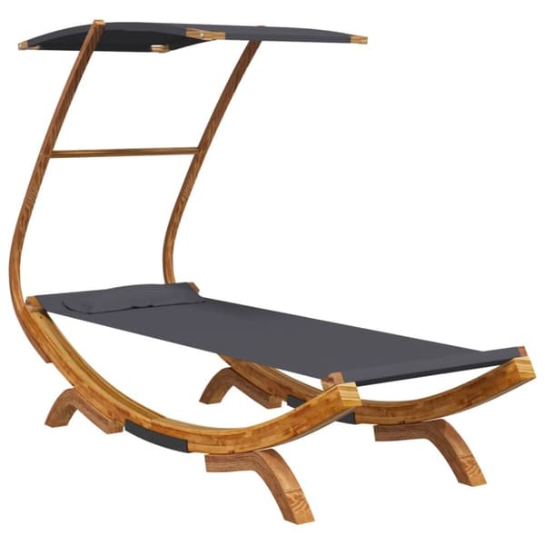 The Living Store Solsäng med tak 100x190x134 cm massivt böjträ antracit -  Utesängar