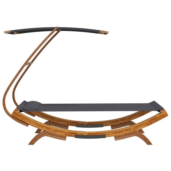 The Living Store Solsäng med tak 100x190x134 cm massivt böjträ antracit -  Utesängar