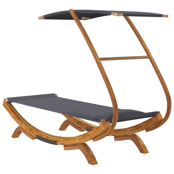 The Living Store Solsäng med tak 100x190x134 cm massivt böjträ antracit -  Utesängar