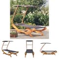 Miniatyrbild 1 av 7: The Living Store Solsäng med tak 100x190x134 cm massivt böjträ antracit -  Utesängar