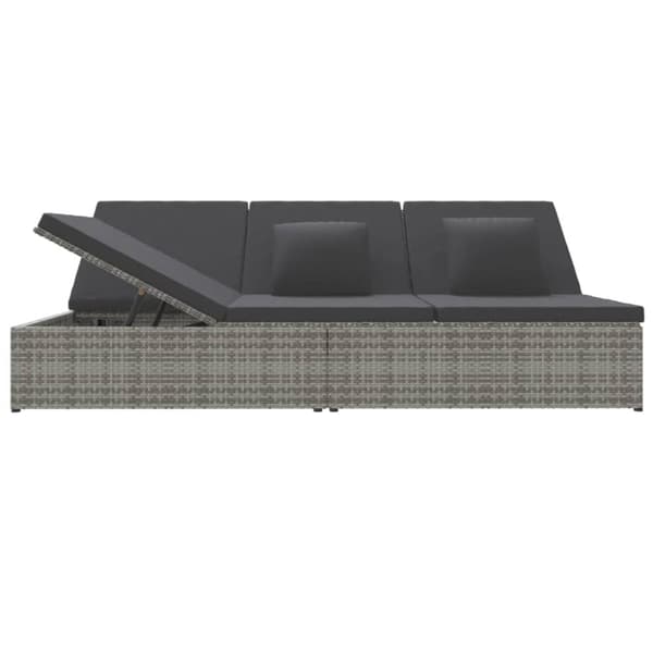 The Living Store solseng med hynder polyrattan mørkegrå -  Havesenge
