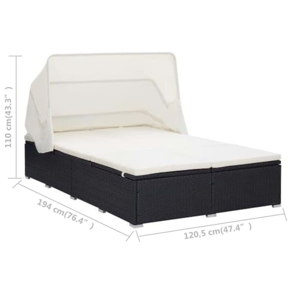 Havesenge - Living 2-personers solseng med hynde polyrattan sort