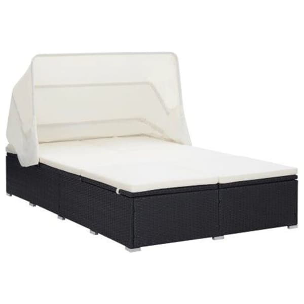 Havesenge - Living 2-personers solseng med hynde polyrattan sort