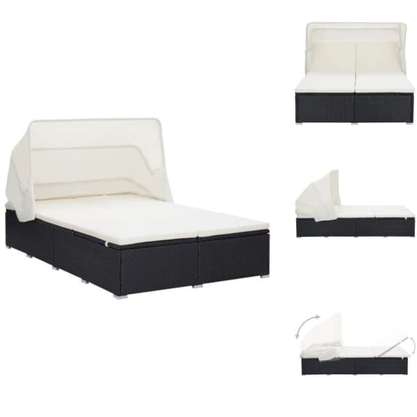 Havesenge - Living 2-personers solseng med hynde polyrattan sort
