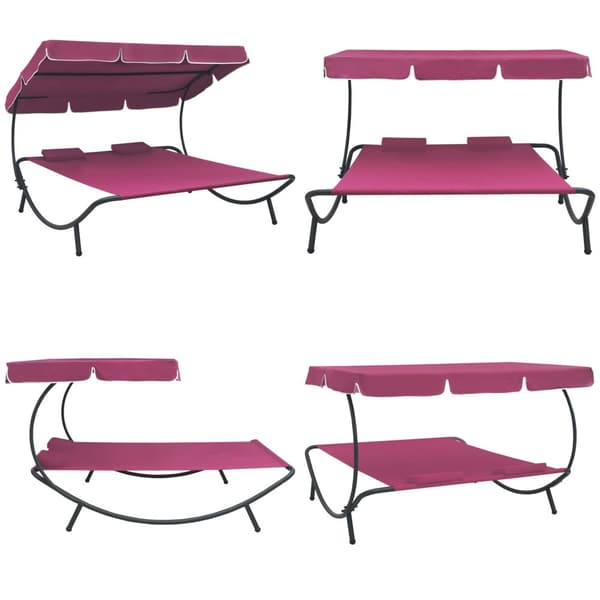 Solsäng med tak & kuddar rosa - Loungesäng - Loungesängar - Home & Living