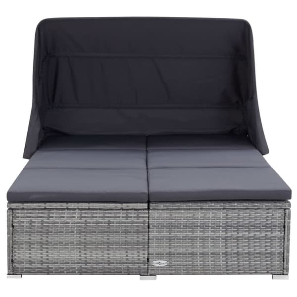 2-personers solseng med hynde polyrattan grå - Solseng - Solsenge - Home & Living