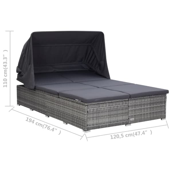 2-personers solseng med hynde polyrattan grå - Solseng - Solsenge - Home & Living