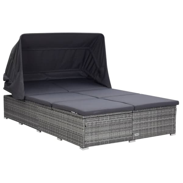 2-personers solseng med hynde polyrattan grå - Solseng - Solsenge - Home & Living