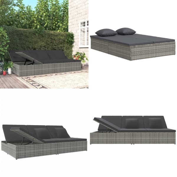 Solsäng med dyna konvertibel konstrotting mörkgrå - Solsäng - Solsängar - Home & Living