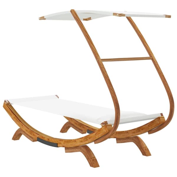 Solsäng med tak 100x190x134 cm massivt böjträ gräddvit - Solsäng - Solsängar - Home & Living