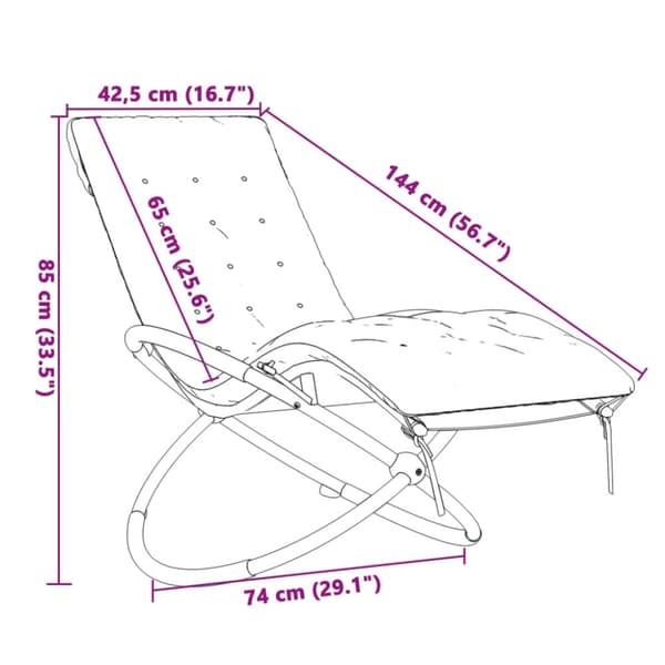 vidaXL liggestol med hynde geometrisk stål sort og grå