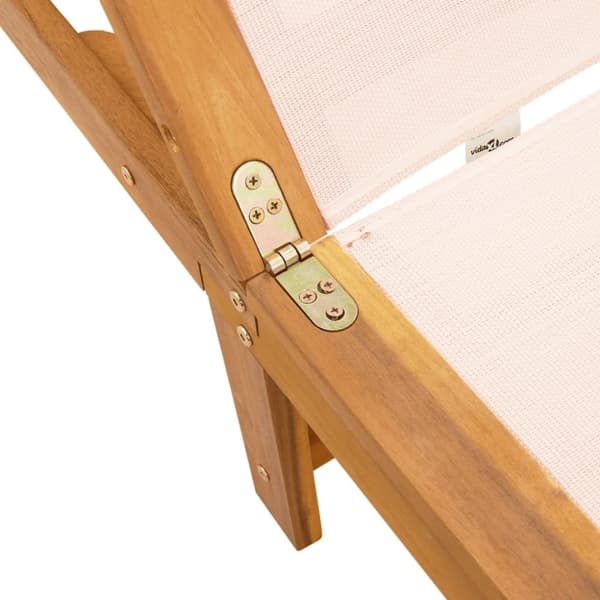 vidaXL liggestole 2 stk. med bord massivt akacietræ og textilene creme