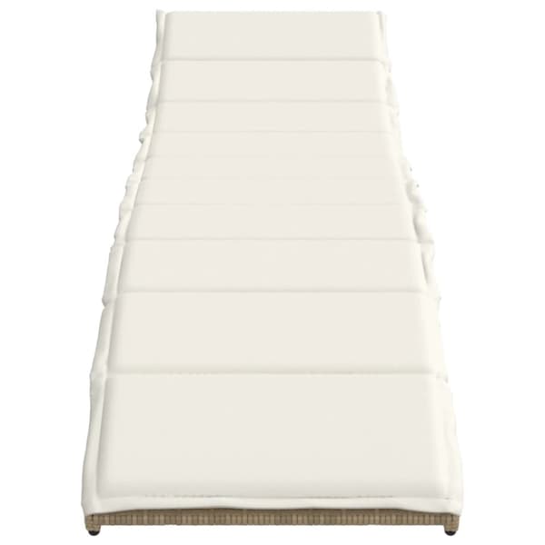 Solsäng med dyna beige 55x199x50 cm konstrotting