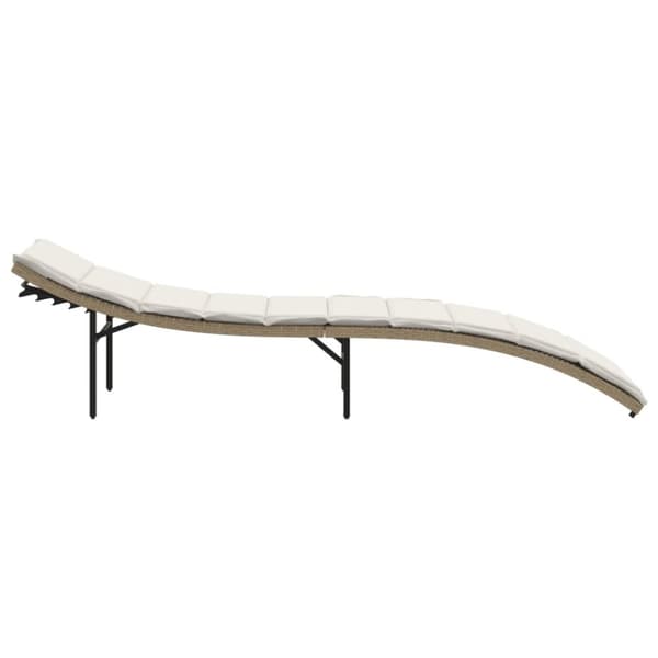 Solsäng med dyna beige 55x199x50 cm konstrotting