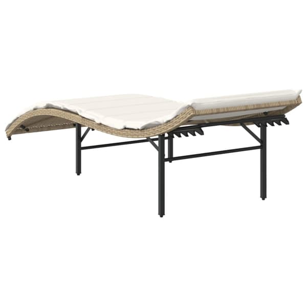 Solsäng med dyna beige 55x199x50 cm konstrotting