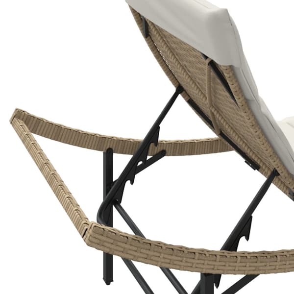 Solsäng med dyna beige 55x199x50 cm konstrotting