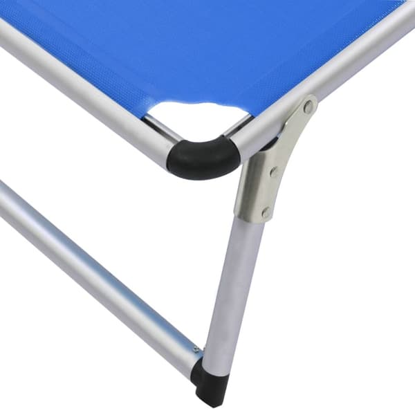 Hopfällbara solsängar med tak 2 st aluminium och textilen blå