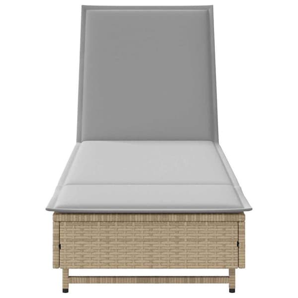 Solsäng med hjul och dyna beige konstrotting