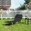 Miniatyrbillede 5 af 7: Lounger - strandbed - ekstra stor - med markise - 200 x 71 x 38 cm - sort