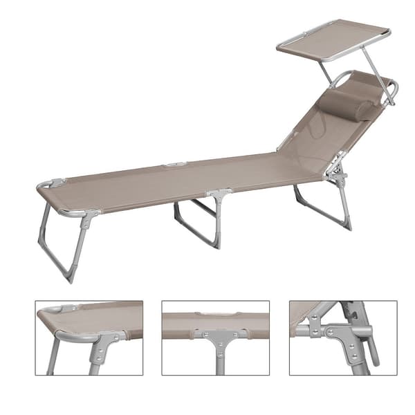 Lounge Bed - Lounge Bed - Med nakkestøtte, markise og justerbar ryglæn - Taupe