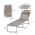 Miniatyrbillede 8 af 10: Lounge Bed - Lounge Bed - Med nakkestøtte, markise og justerbar ryglæn - Taupe