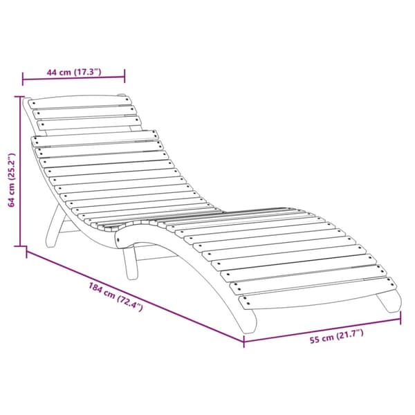 vidaXL liggestole 2 stk. 184x55x64 cm massivt akacietræ grå