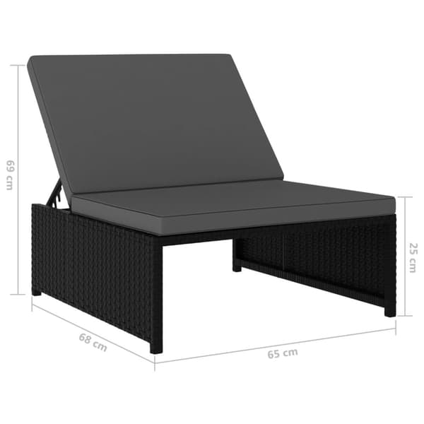 Solsängar 2 st med bord konstrotting svart