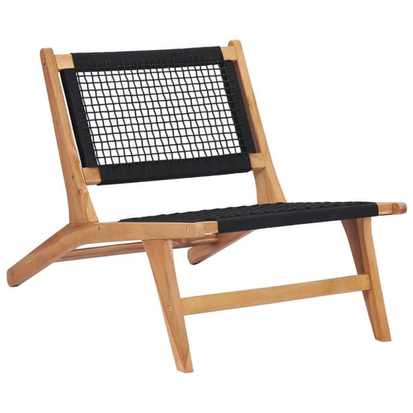 Trädgårdsstol med fotpall massiv teak och rep