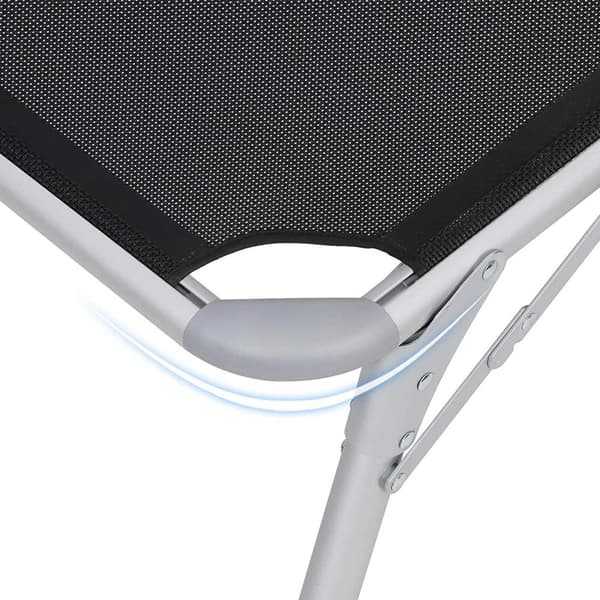 Lounger - Ekstra stor havestol - 65 x 200 x 48 cm - med solbaldakin og justerbar ryglæn - sort