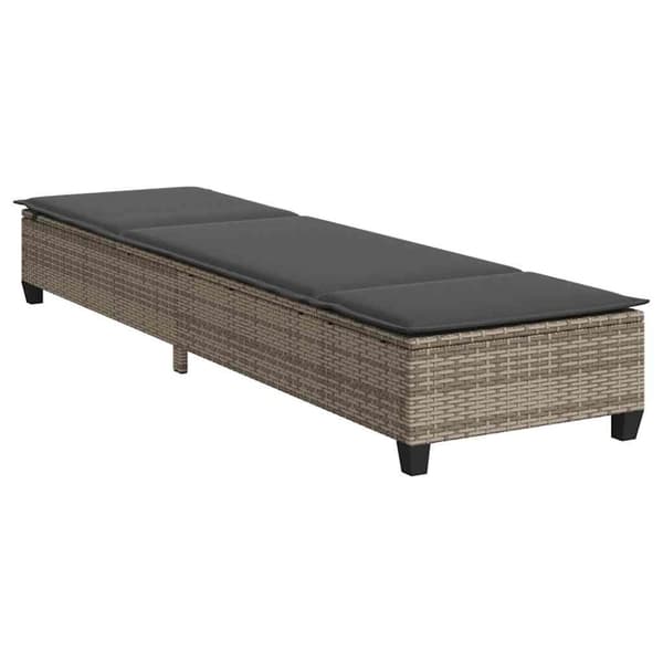 Solstol med dynor grå 55x200x25,5cm konstrotting
