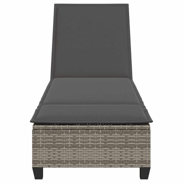 Solstol med dynor grå 55x200x25,5cm konstrotting