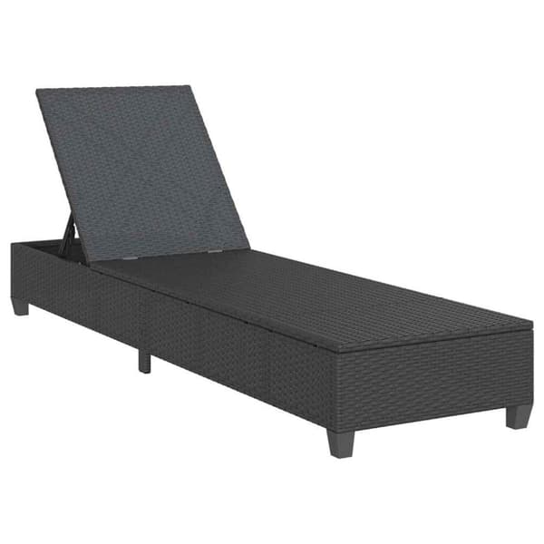Solstol med dynor svart 55x200x25,5cm konstrotting