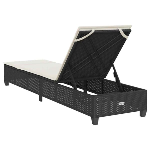 Solstol med dynor svart 55x200x25,5cm konstrotting