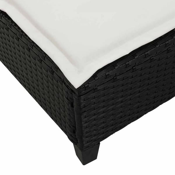 Solstol med dynor svart 55x200x25,5cm konstrotting