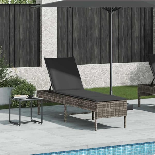 vidaXL liggestol med hynde 55x200x44 cm polyrattan grå