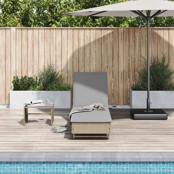 vidaXL liggestol med hjul og hynde polyrattan beige