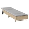 Miniatyrbillede 5 af 11: vidaXL liggestol med hjul og hynde polyrattan beige