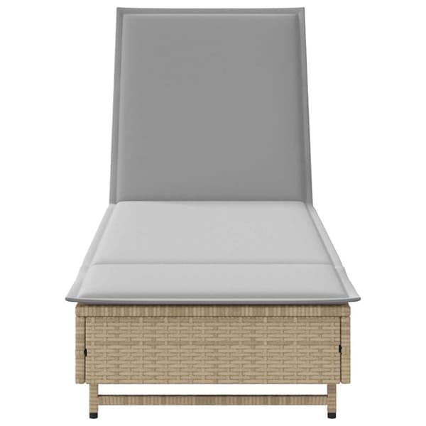 vidaXL liggestol med hjul og hynde polyrattan beige